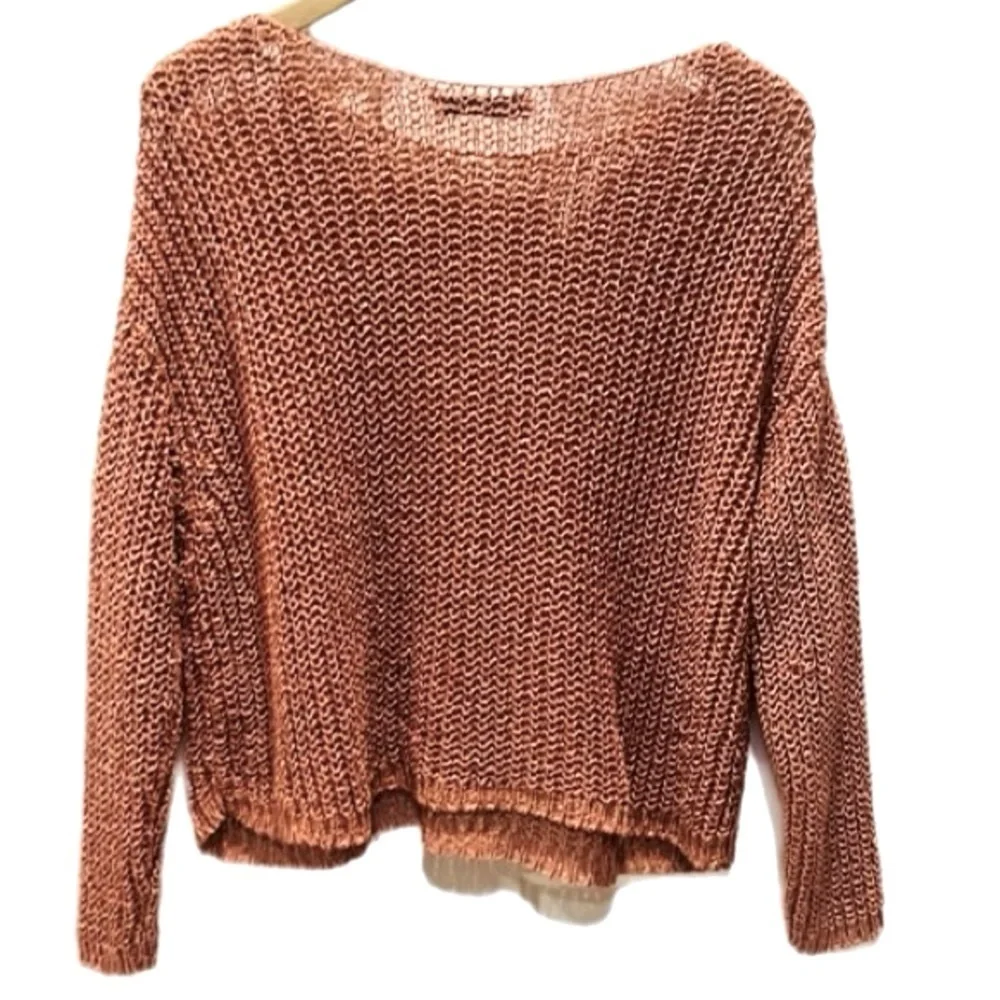 Zara Acrylic Cable Knit Sweater in Rust Size Small